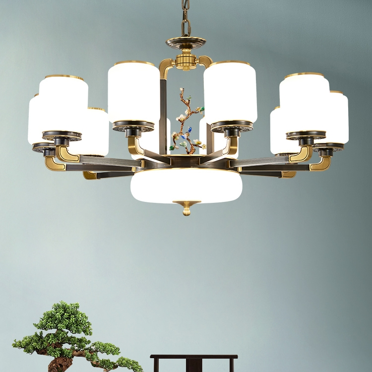 All-copper new Chinese-style living room chandelier, villa duplex, grand hall, Chinese-style dining room, bedroom lighting fixtures