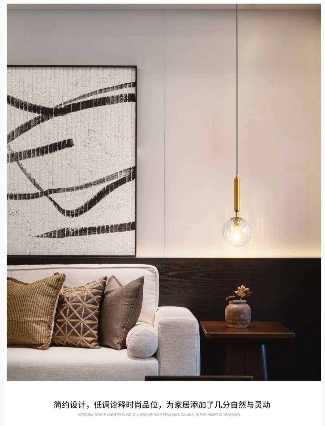 Copper study, bedroom, electroplated, postmodern and simple pendant lamp, 1 head, 1210 detail image 6