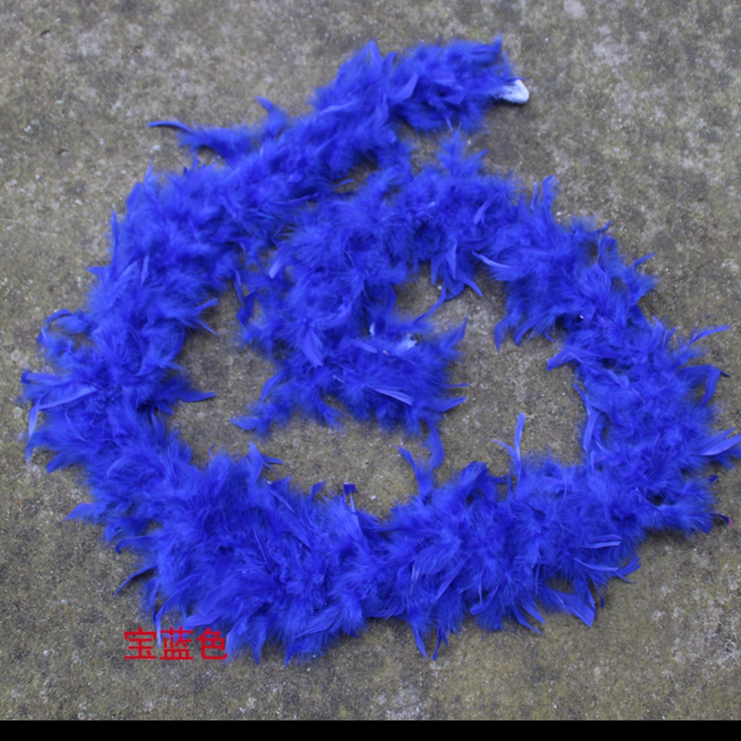 火鸡火片羽毛毛条65克两米宝蓝色