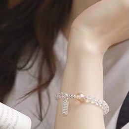 Bracelet Female sterling silver original niche design 925 silver simple Austrian crystal bracelet
