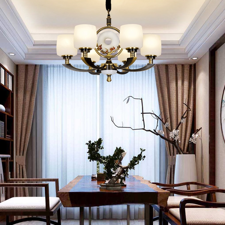 "Trekking in the snow to Seek plum blossoms, retro all-copper Zen-inspired new Chinese-style chandelier, living room chandelier, dining room, study, tea room, villa lighting.