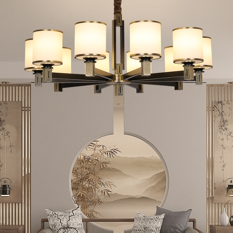 All-copper new Chinese-style living room chandelier with Chinese style 2021 new bedroom lamp, modern and simple dining room lighting package
