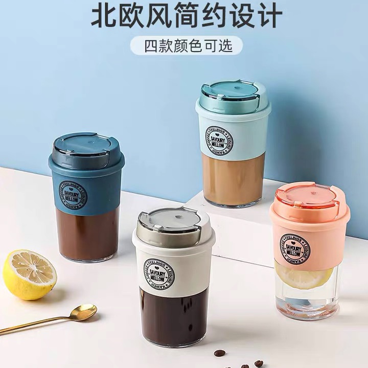 高颜值夏季耐高温玻璃杯潮流时尚防摔咖啡杯男女办公简约高级杯子15