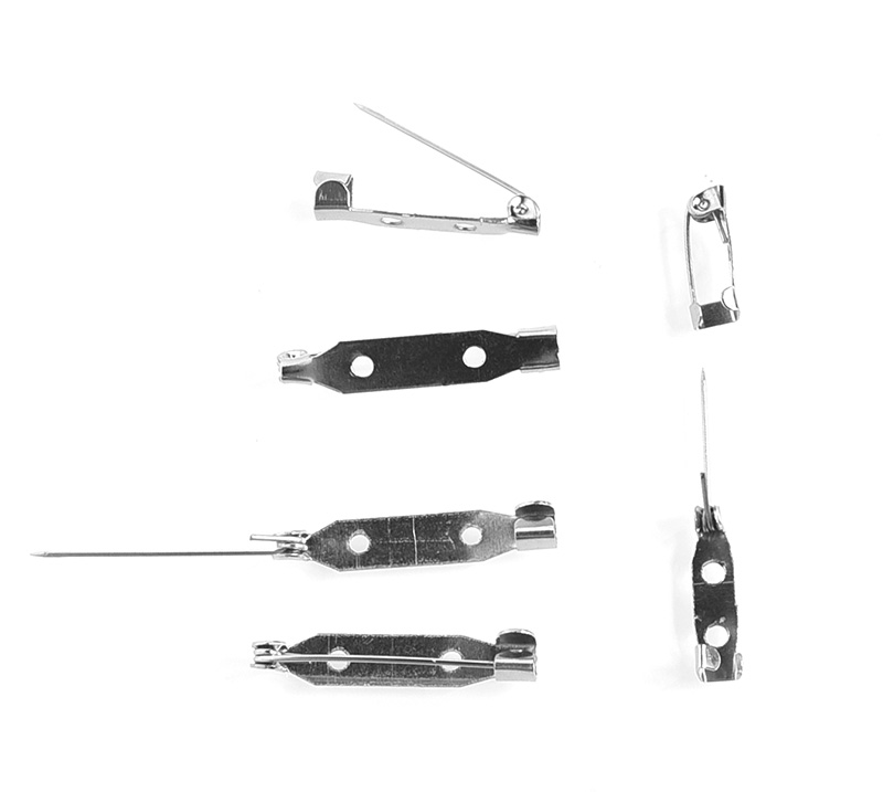 20mm一字简针，胸针，铁别针别针1000个1包diy胸针材料 安全扣胸针保险扣胸针 托胸花胸针不锈钢锁扣胸针托详情图4