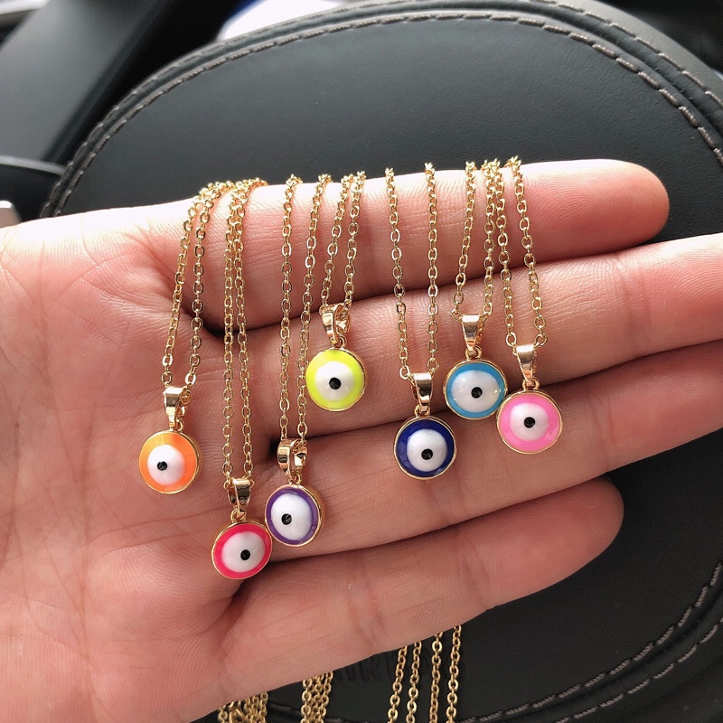 European and American cross-border retro fashion water drop necklace, unique and simple oil-dripping eyes, devil's eye copper pendant, women's jewelry Hao Hao 41500723041806214 details Picture