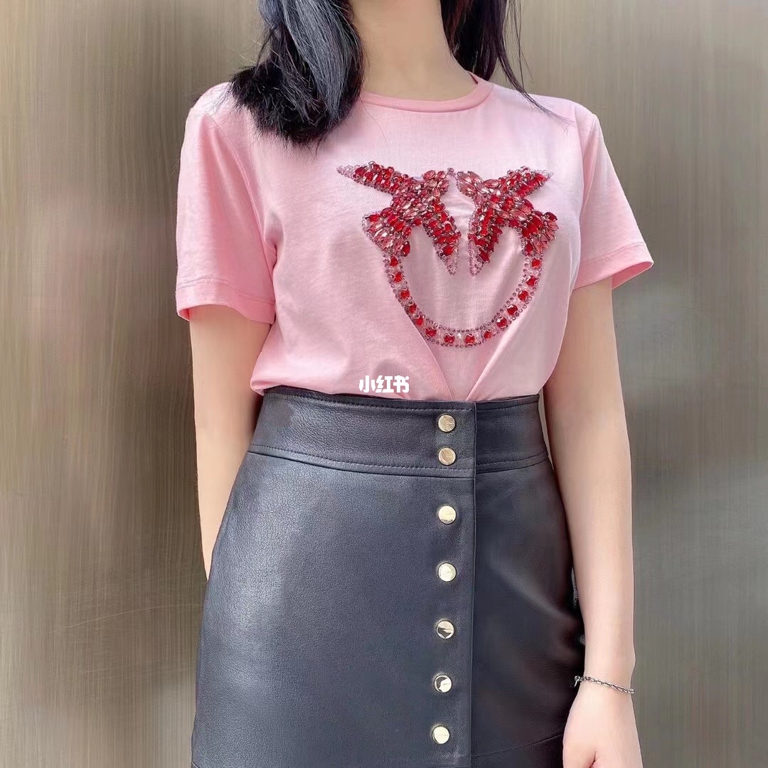Pinko 女士 Love Birds T恤 XS S M L XL码 

粉色Love Birds T恤，图案刺绣、详情图4