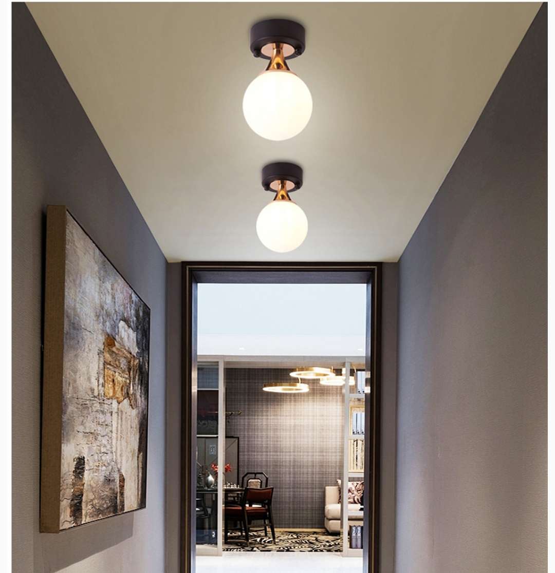 铁艺玻璃走廊过道玄关楼梯拐角衣帽间喷漆磨砂现代简约吸顶灯88096产品图