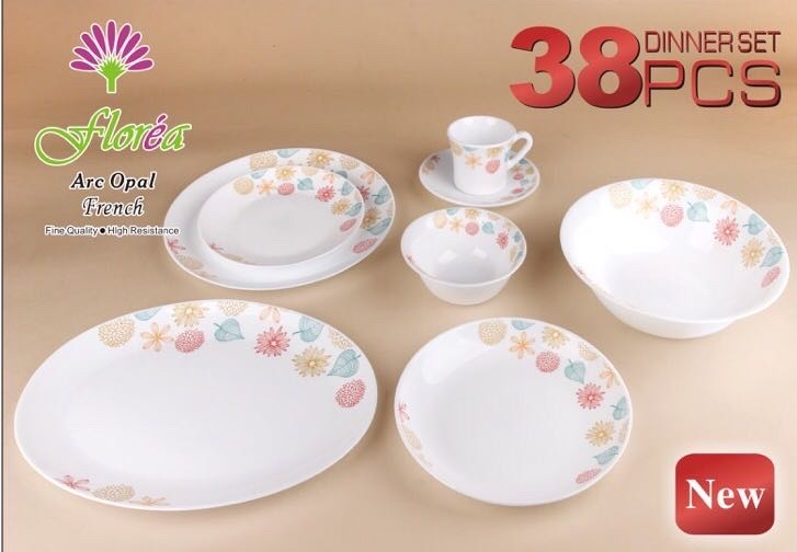 White Jade Porcelain Tempered Glass Set 38 Heads details Picture