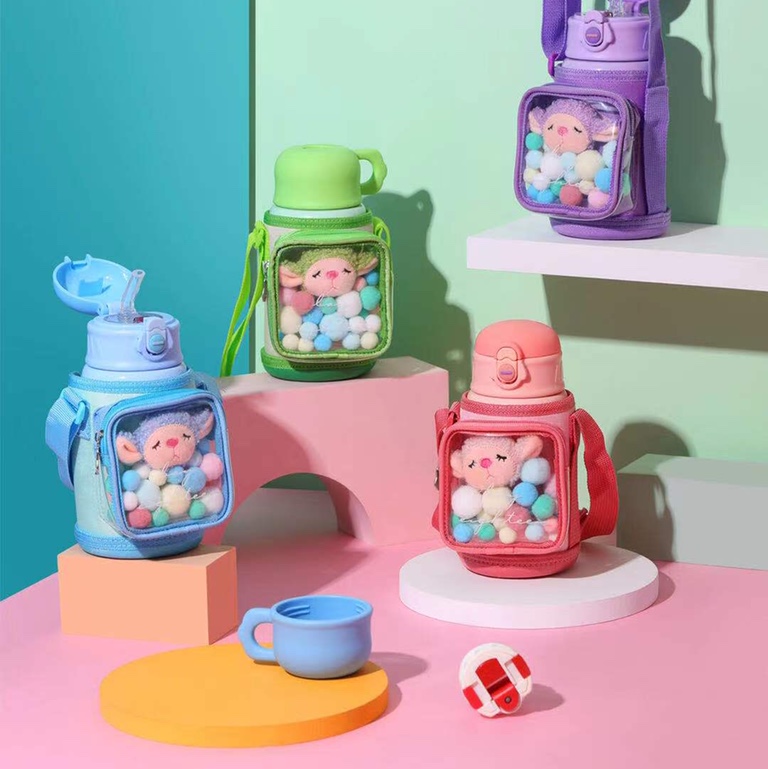 透明书包儿童双盖保温吸管杯BSB002-500ML双盖