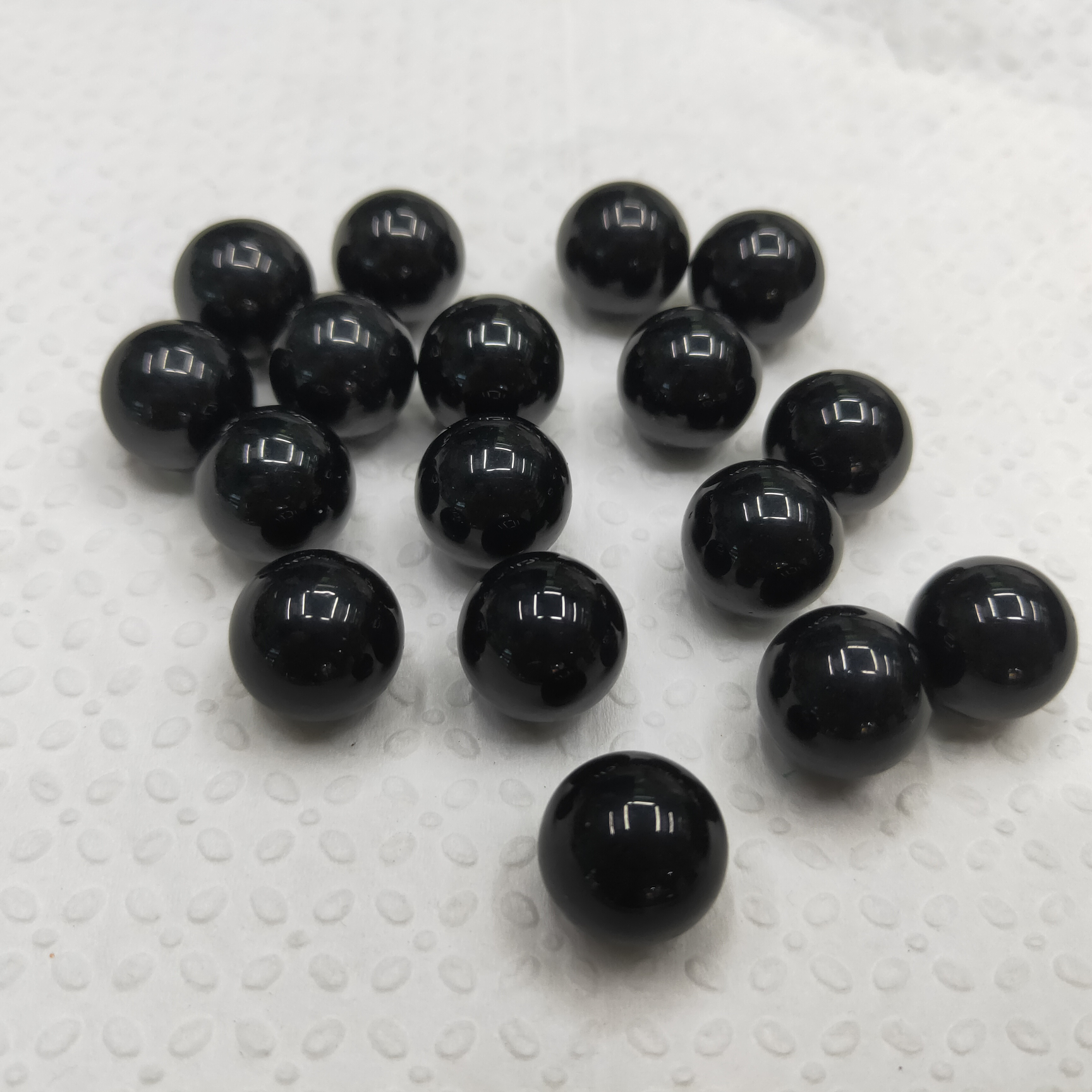 15粒14mm黑瓷水晶玻璃球 1.4厘米手工抛光深奶油黑色玻璃珠 装饰棋子配件高档水晶球
