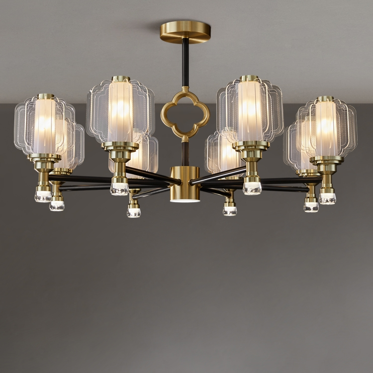 The living room lighting fixtures are made of all-copper marble with a simple and elegant Chinese style. They are the main lights for the dining room, bedroom and hall