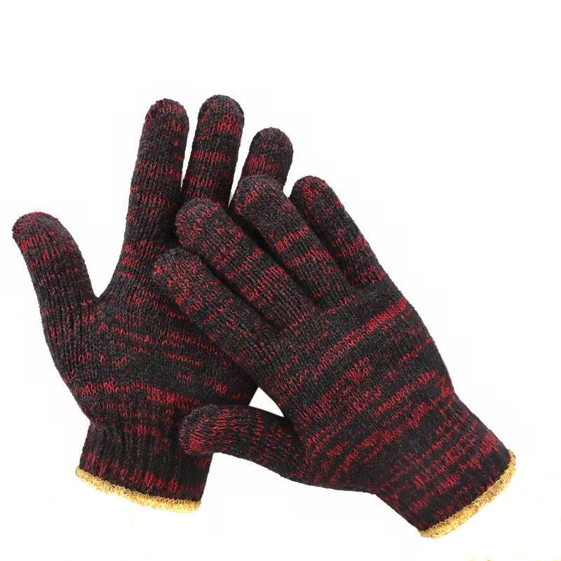 Protective gloves Cotton yarn gloves Knit gloves Thread gloves Lamp shade Cotton 500g gloves Protective supplies dark red