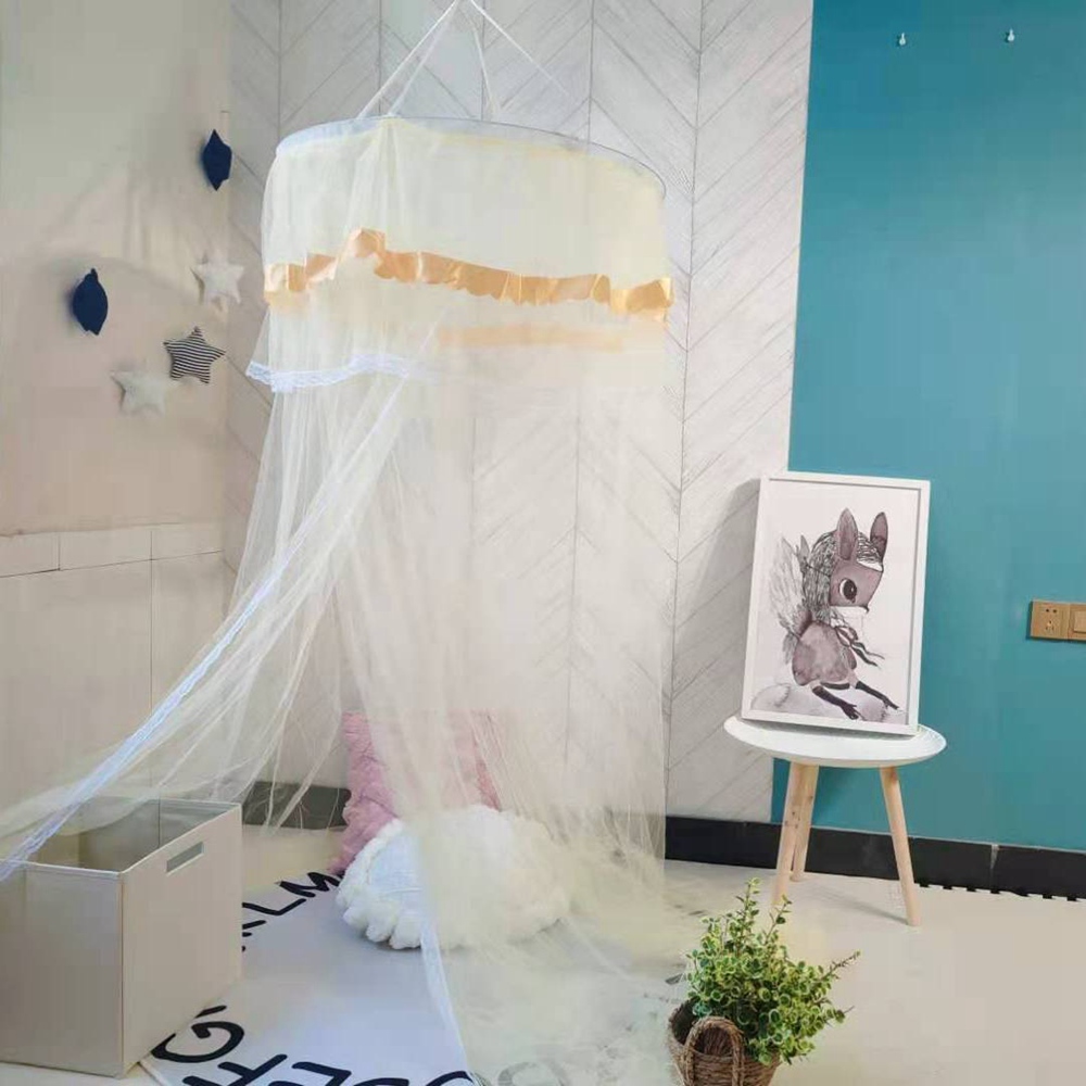 外贸通用现代简约宫廷圆形一体式蚊帐吊顶公主蚊帐详情图6