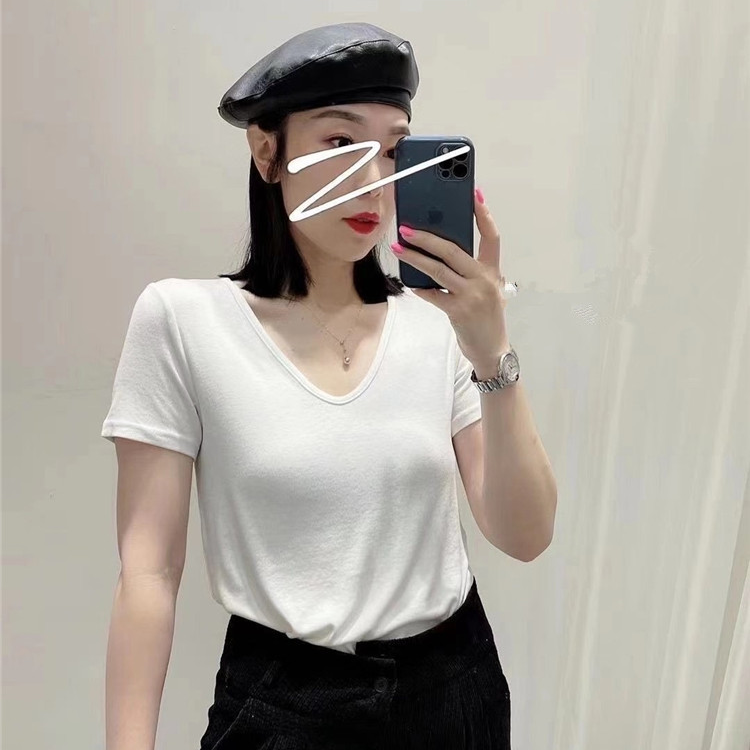 Aimartin's 2021 summer debut new women's V-neck T-shirt in white 1Q2129001