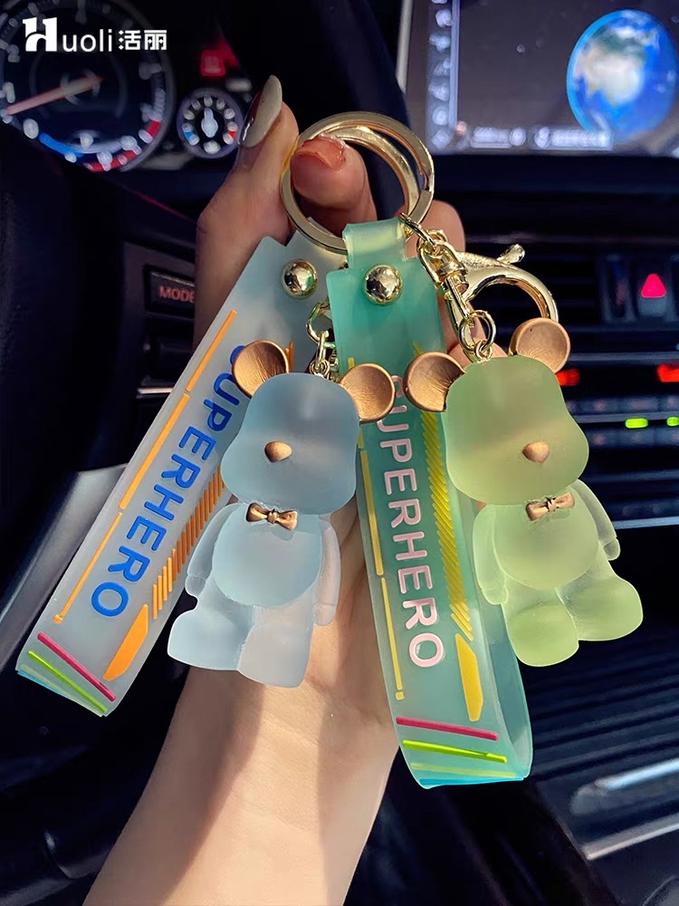 Crystal jelly bow tie bear keychain Specification image