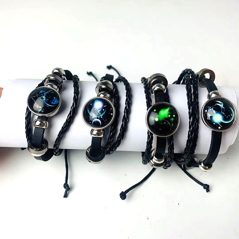 12 pieces of Korean version 12 zodiac starry sky bracelets for students, trendy and fashionable casual wristbands, available for supply at the school canteen pic 2