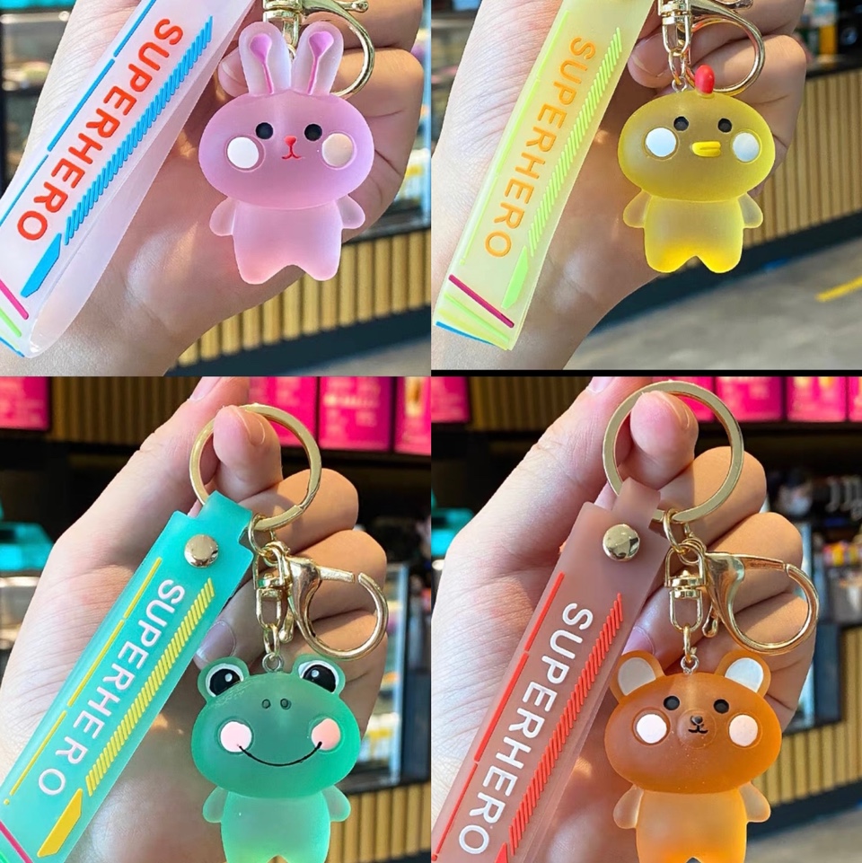 Cristal cuatro colores animal llavero