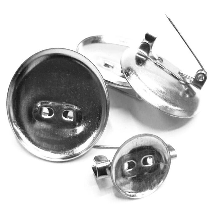 30mm round brooch, silver-white, 500 brooch tray, round brooch support, pin accessory, round base support, round brooch, pin diy material brooch