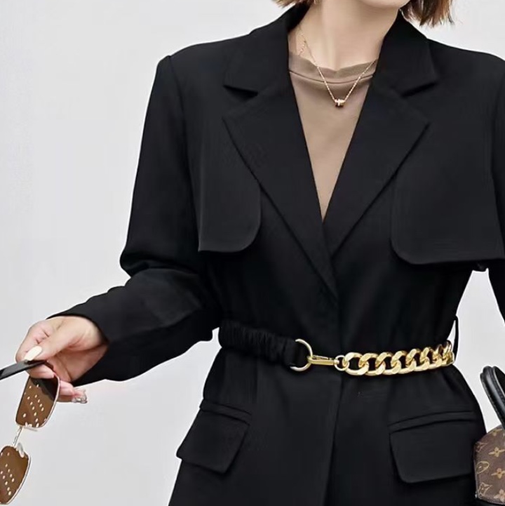 Fashion trend casual slim-fit display original black suit collar school overcome type