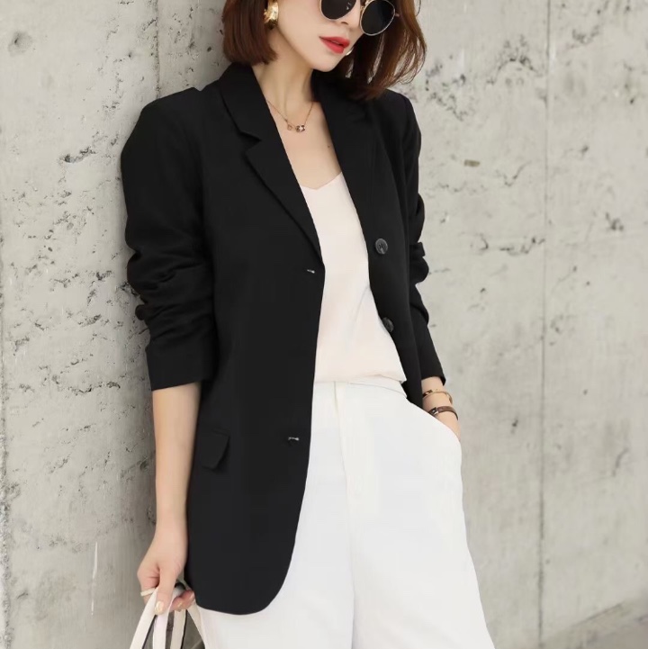 Fashion trend casual slim shape original black suit jacket