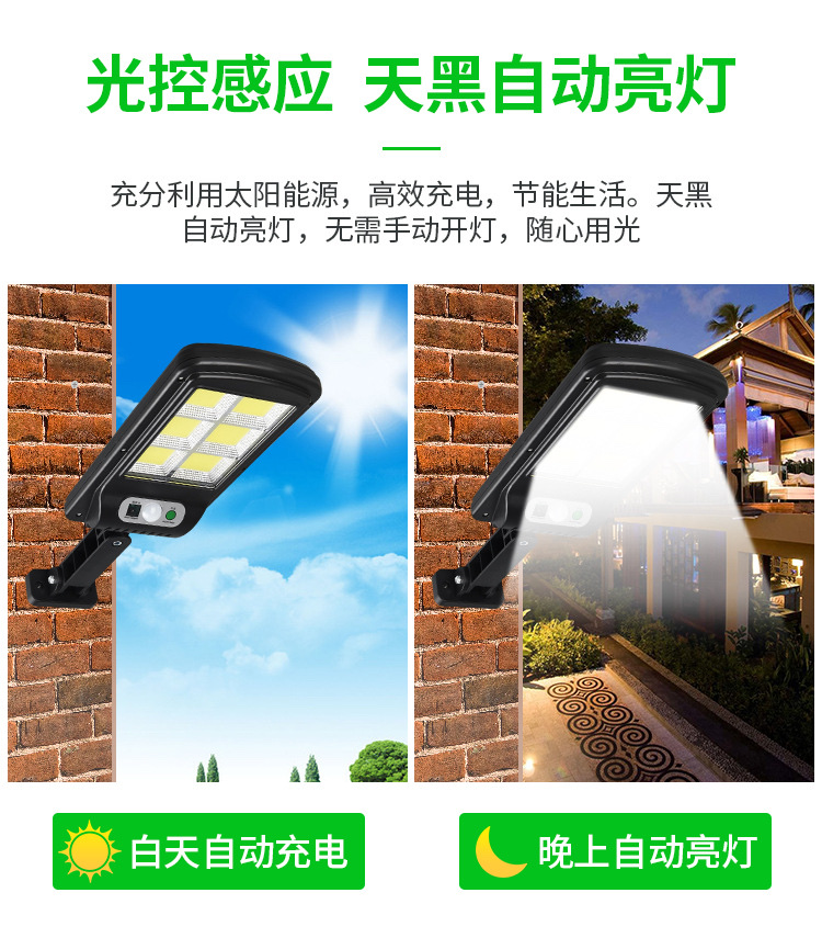 Solar charging street lamps, sensor lamps, outdoor solar street lamps, street stall night market lamps, sensor courtyard wall lamps, smart remote-controlled outdoor fence lighting lamps Specification image