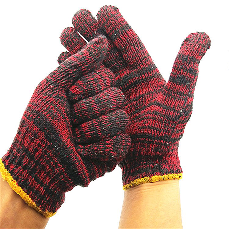 Protective gloves Cotton yarn gloves Knit gloves Thread gloves Lamp shade Cotton 500g gloves Protective products black and red
