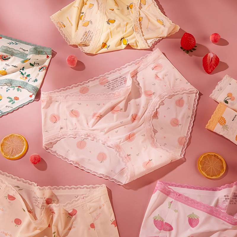 Fruit-Printed One-Piece Adhesive Seamless Underwear For Girls Item Picture
