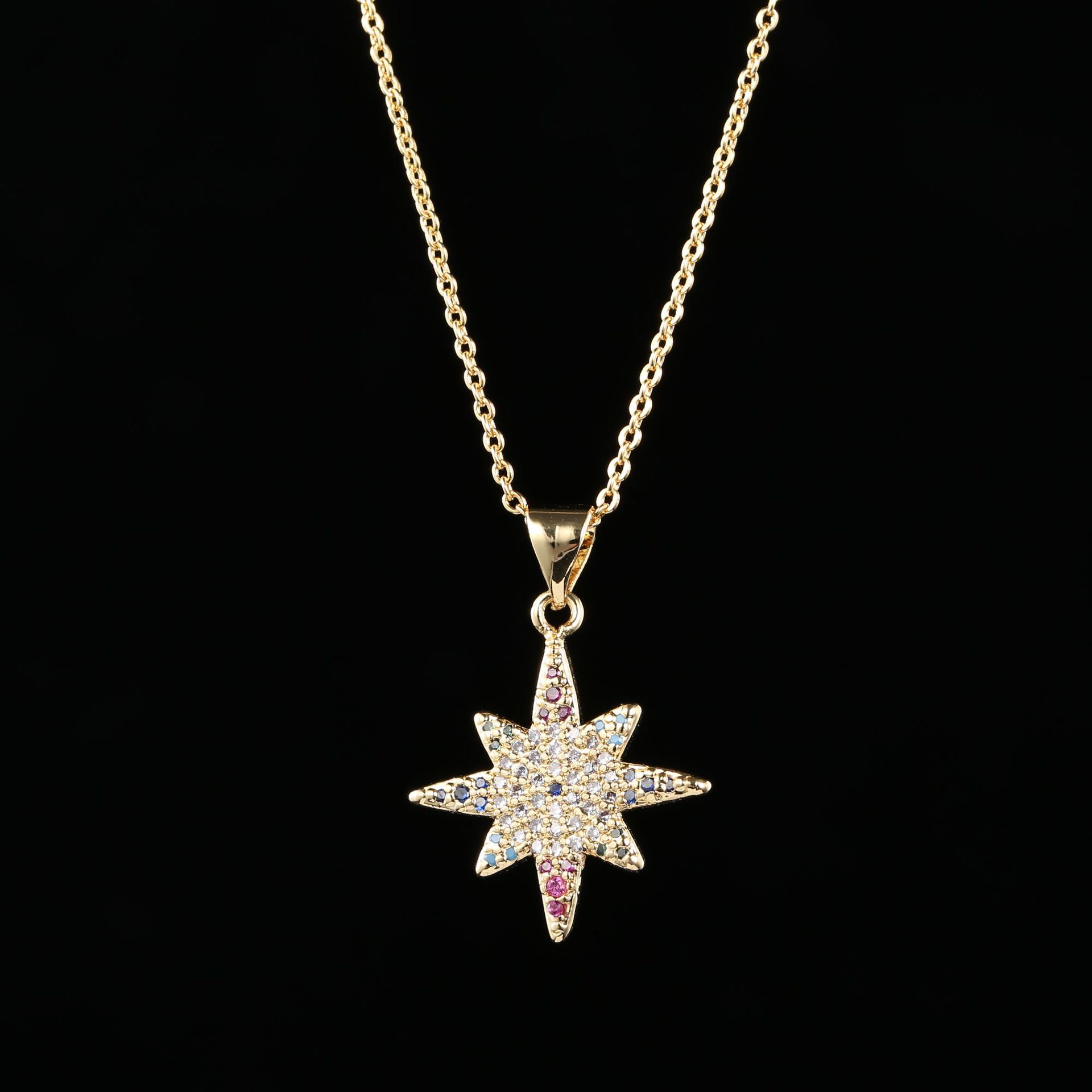 Couple necklace Color preserving real gold electroplated copper micro-inlaid love girl necklace cross-border 2