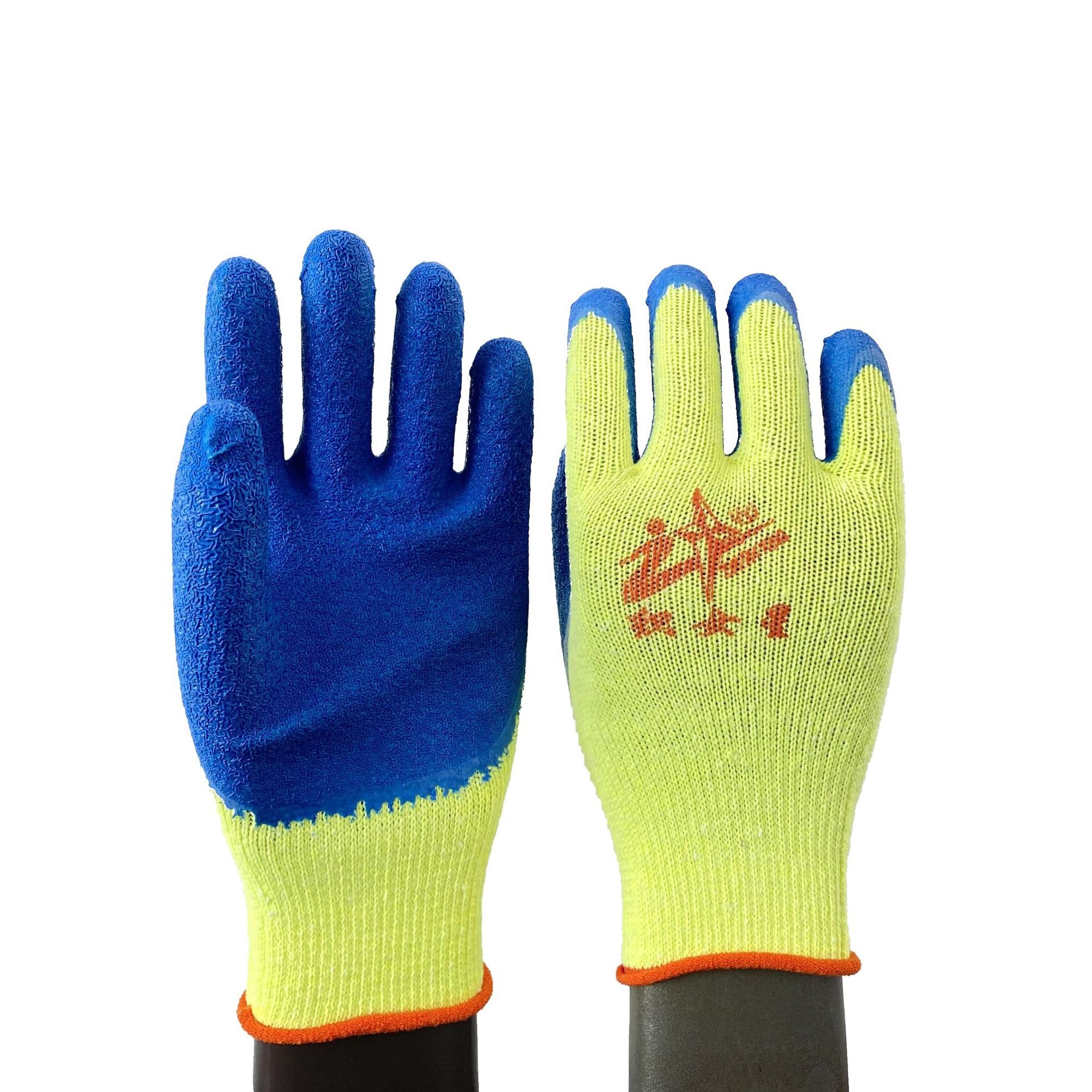 Authentic labor protection Vega gloves Thickened for use handling anti-cut hardware anti-slip glue Altair gloves yellow and blue