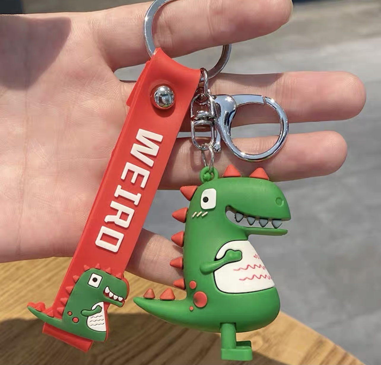 Two-color dinosaur keychain pendant details Picture