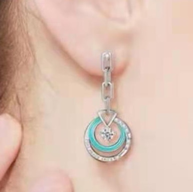Chain hanging circle set zirconium drop oil earrings retro personality long superflash zircon ethnic wind multi-tassel colorful earrings Copper earrings Yiwu zircon thumbnail