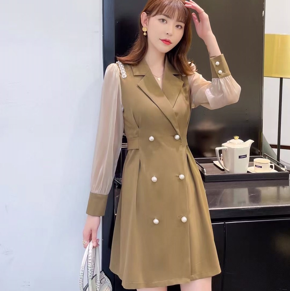 Fashion trend casual slim-fit display original yellow suit collar coat