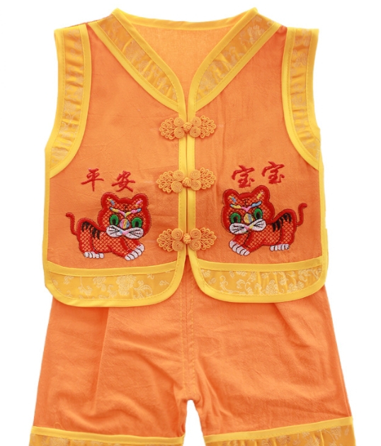精致全棉舒适婴幼儿唐装刺绣老虎平安宝宝背心套装，宝宝衣服详情图3