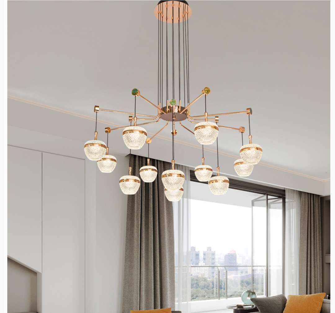 Iron art living room and dining room electroplated light luxury chandelier 12 heads 6283-8+4 detail image 1