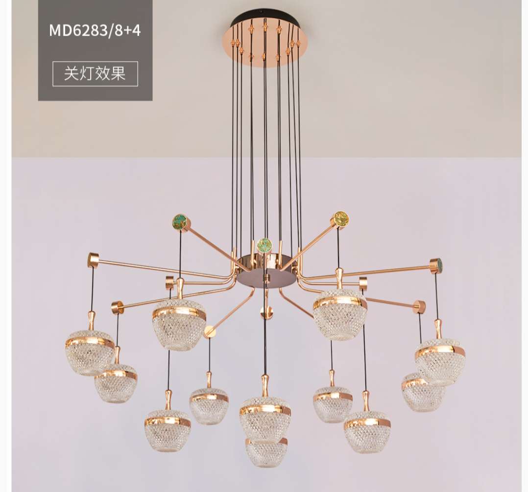 Iron art living room and dining room electroplated light luxury chandelier 12 heads 6283-8+4 detail image 8
