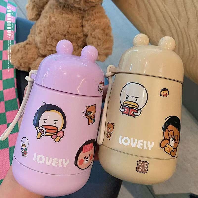 小可爱保温杯白底实物图
