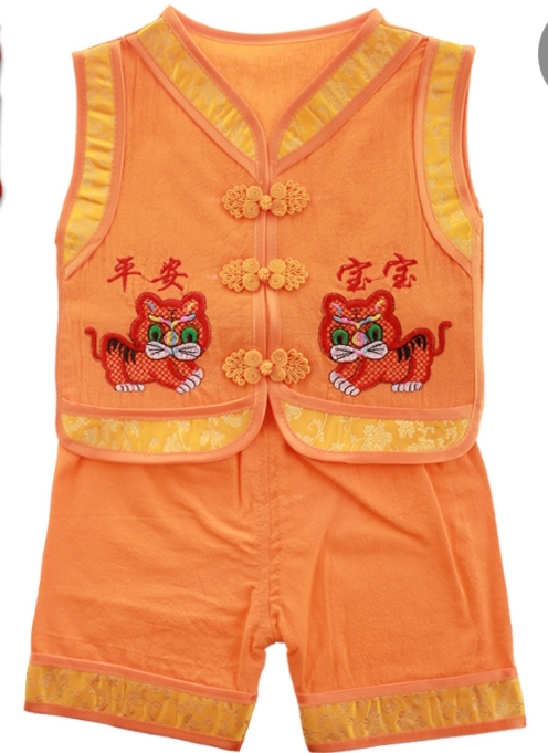 精致全棉舒适婴幼儿唐装刺绣老虎平安宝宝背心套装，宝宝衣服详情图6