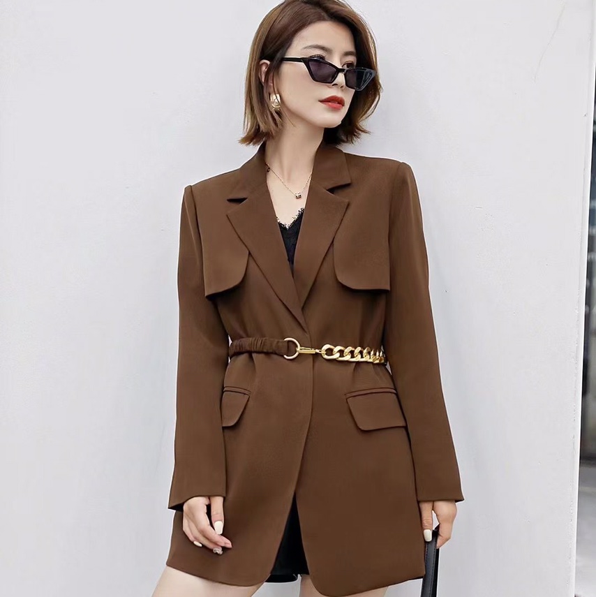 Fashion trend casual slim-fit display original brown suit collar school overcome type