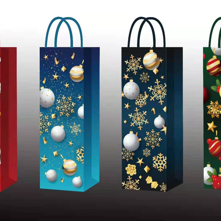 Customized Christmas wine bags, hand-held gift paper bags, clothing packaging paper bags, wholesale food takeout packaging bags