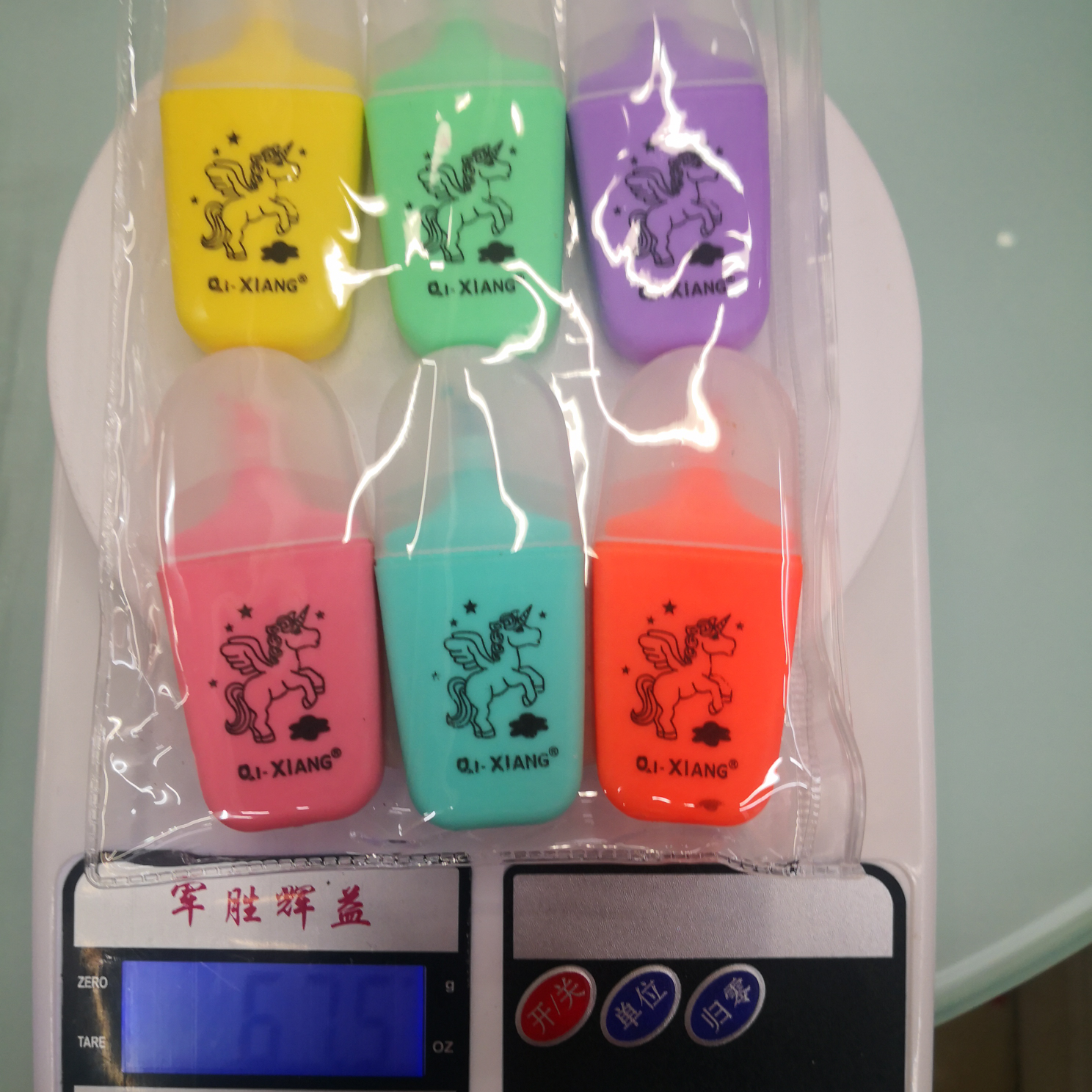 Yiwu Boyang Pen and Ink Supplies Store Unicorn 892-6 color zipper bag packaged highlighters
