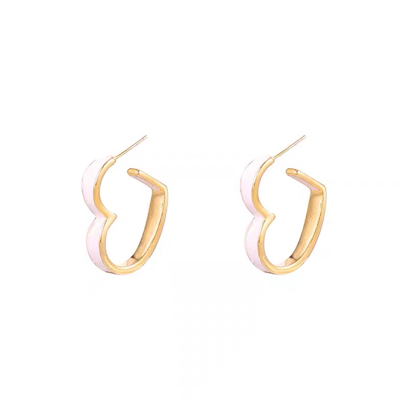 White Love Drop oil design new personality small fresh simple earrings