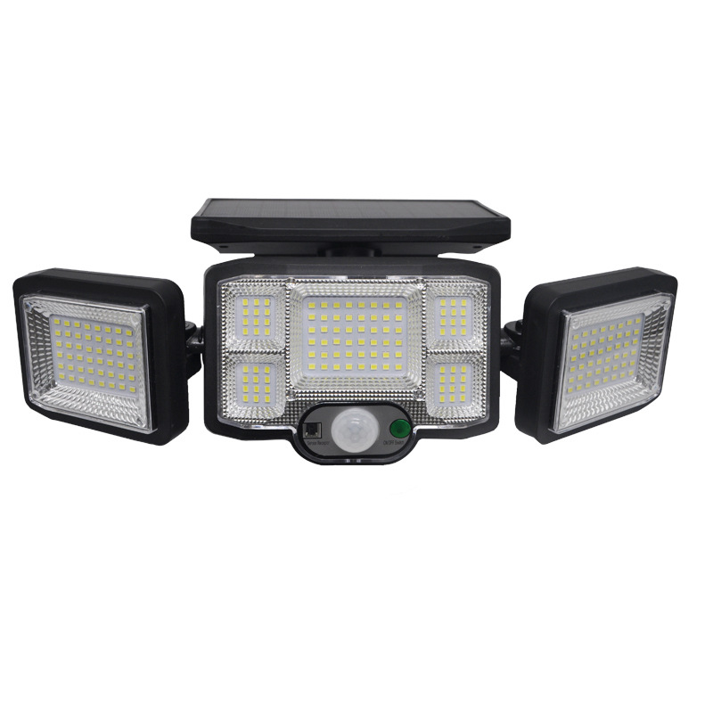 太阳能庭院灯 122LED 192COB 三头灯 防水太阳能感应壁灯详情图7