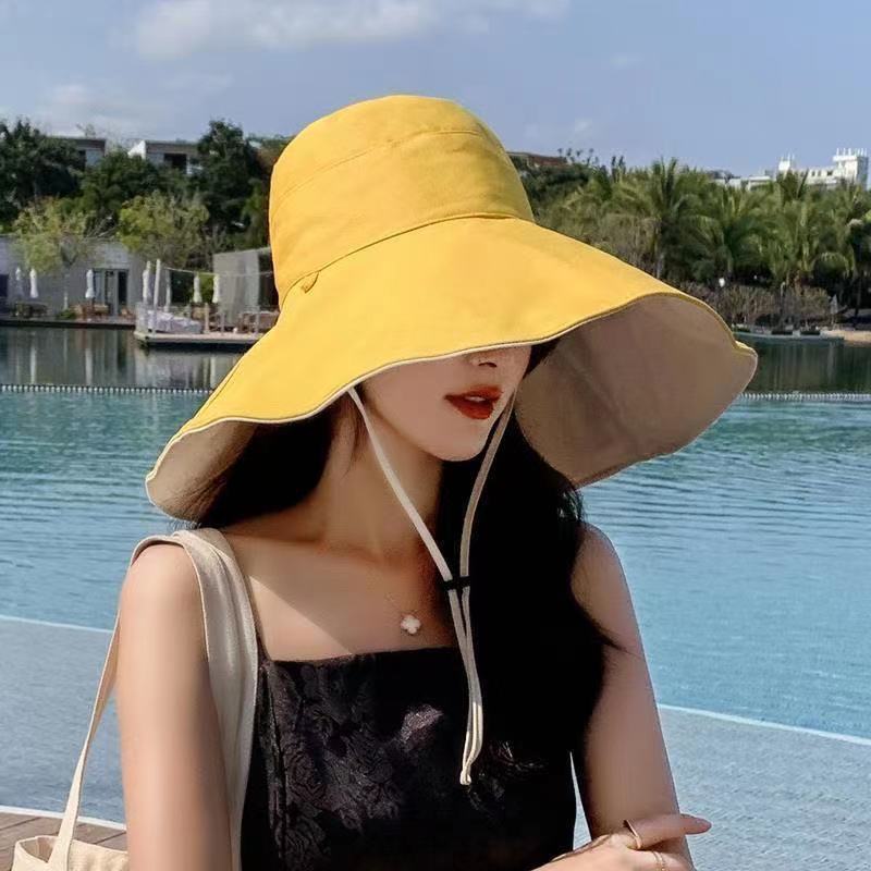 ins双面渔夫帽女日系大帽檐百搭防晒遮阳帽子夏季韩版百搭太阳帽02