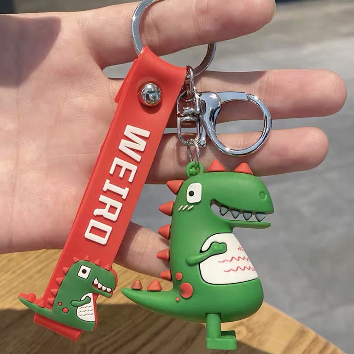 Two-color dinosaur keychain pendant