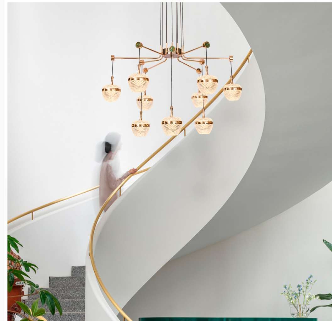 Iron art living room and dining room electroplated light luxury chandelier 12 heads 6283-8+4 Application Scenario