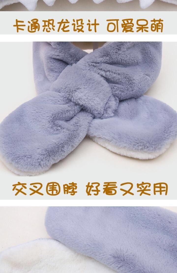 Children's hats, winter warm scarves, one-piece hats, baby fleece ear protectors, cartoon dinosaur windproof hats for boys and girls details Picture