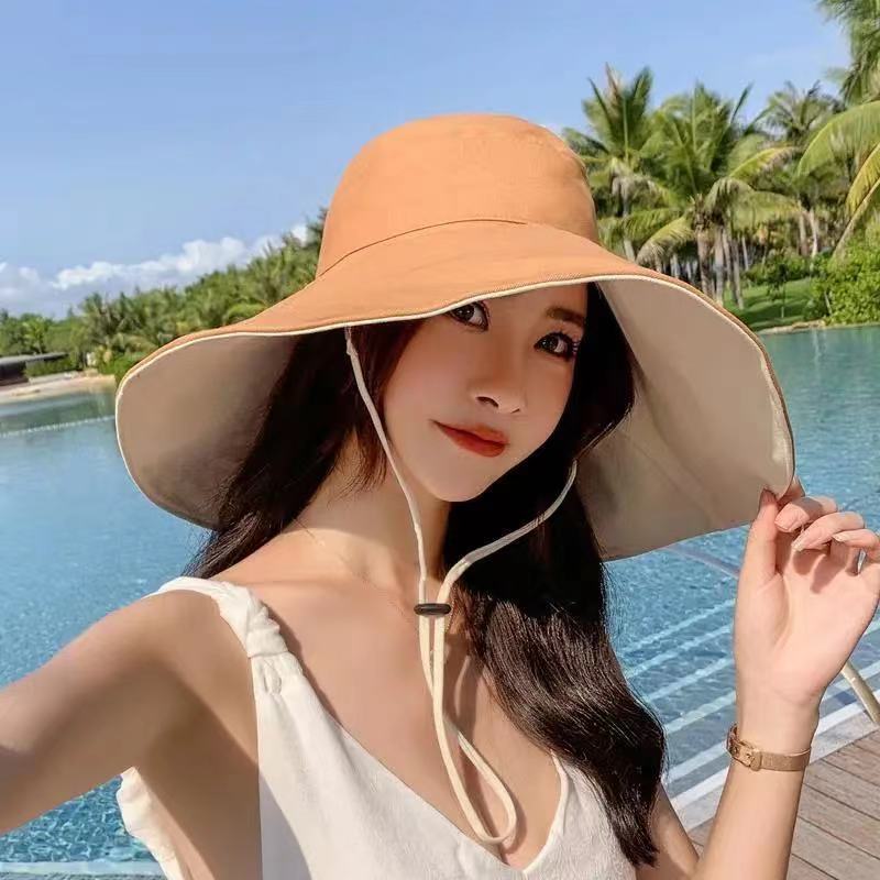 ins双面渔夫帽女日系大帽檐百搭防晒遮阳帽子夏季韩版百搭太阳帽05