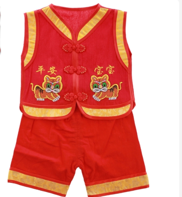 精致全棉舒适婴幼儿唐装刺绣老虎平安宝宝背心套装，宝宝衣服详情图2