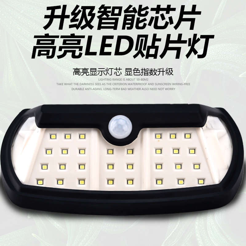 New solar sensor light 28LED68COB solar wall lamp, five-sided light-emitting human body sensor light, outdoor wall lamp, garden lamp, street lamp Application Scenario