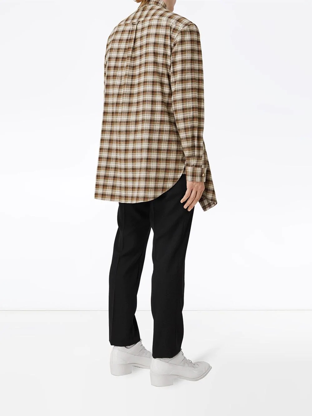 Burberry men's zippered hem checkered flannel shirt size: XS S M L Specification image